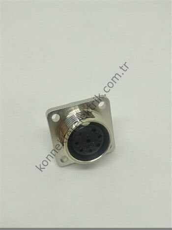 HZ CONNECTORS GX16 16MF-8H Kare Flanş 8 Pin Metal Kasa Panel Tipi Dişi Mike (Mayk) Konnektör