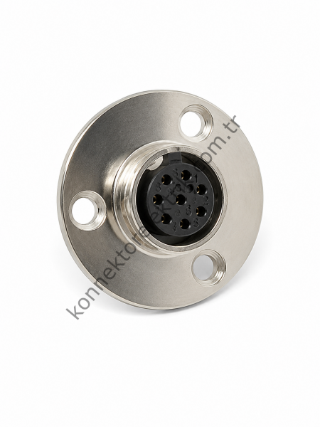 HZ CONNECTORS GX16 16MF-8E Yuvarlak Flanş 8 Pin Metal Kasa Panel Tipi Dişi Mike (Mayk) Konnektör