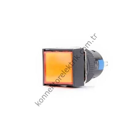 BUTTO K16-281-OD  16mm Kare Plastik Gövde Yaylı Buton Led Işıklı 12-24V DC