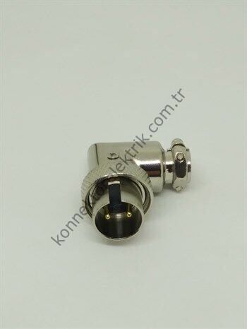 HZ CONNECTORS 16MF-2D 2 Pinli Metal Kasa 90° Açılı Kablo Tipi Erkek Konnektör