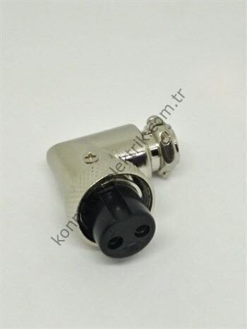 HZ CONNECTORS 16M-2D 2 Pinli Metal Kasa 90° Açılı Kablo Tipi Dişi Konnektör