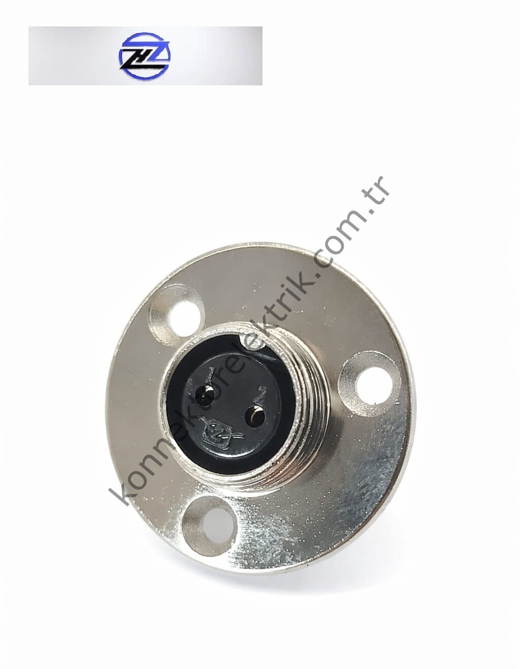 HZ CONNECTORS GX16 16MF-2E Yuvarlak Flanş 2 Pin Metal Kasa Panel Tipi Dişi Mike (Mayk) Konnektör