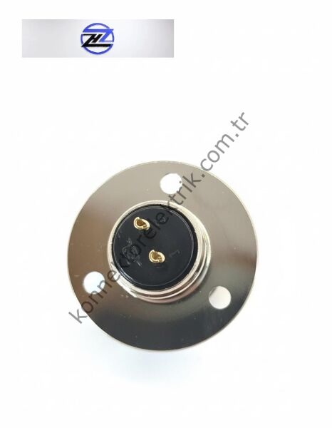 HZ CONNECTORS GX16 16MF-2E Yuvarlak Flanş 2 Pin Metal Kasa Panel Tipi Dişi Mike (Mayk) Konnektör