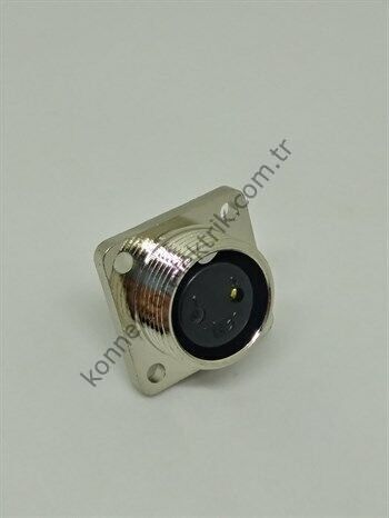 HZ CONNECTORS 16MF-2H Kare Flanşlı 2 Pinli Metal Kasa Panel Tipi Dişi Konnektör