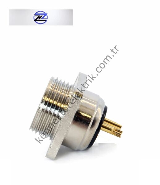 HZ CONNECTORS 16MF-2H Kare Flanşlı 2 Pinli Metal Kasa Panel Tipi Dişi Konnektör