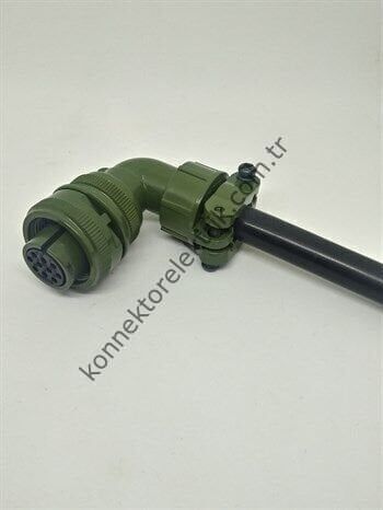 KUKDONG MS3108F 14SA-10S 10 Pin Metal Kasa 90° Açılı Kablo Tipi Dişi Askeri Konnektör