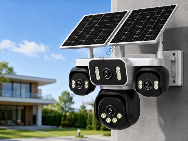 EXPOTECH EX-RBX-S42 4 Lensli 4G Solar Güvenlik Kamerası | 8MP (4×2MP) PTZ Çift Panelli IP Kamera