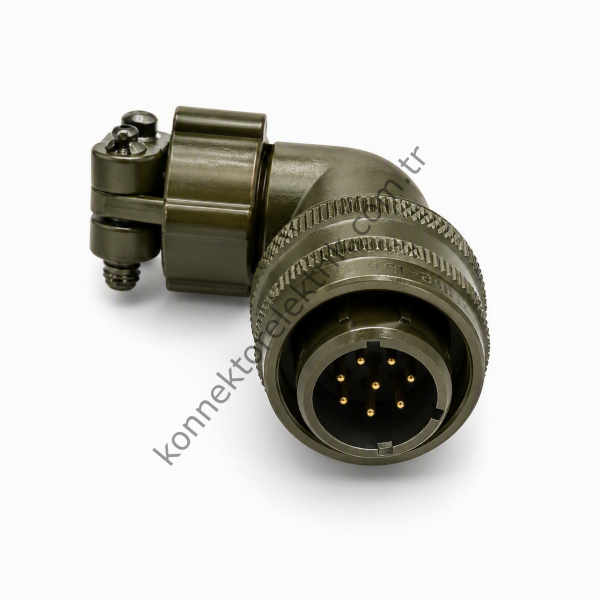 HZ CONNECTORS  MS3108F 16S-1P 8 Pin Metal Kasa 90° Açılı Kablo Tipi Erkek Askeri Konnektör