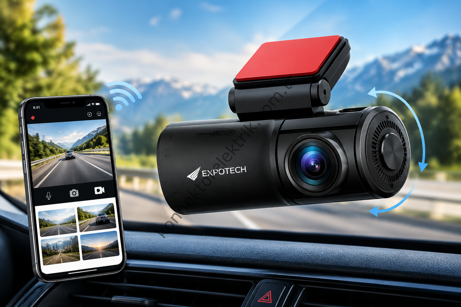 EXPOTECH EX-CR57-W01 WiFi Araç İçi Kamera | 1080P Full HD Mini DVR Araç Kamerası