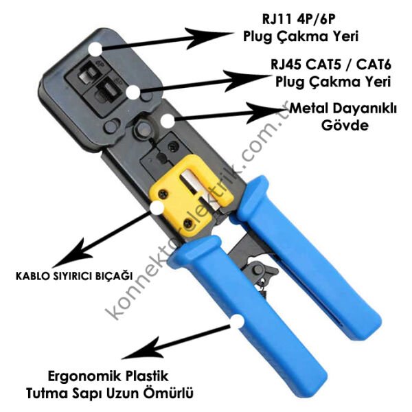 EXPOTECH EX-ASSP7001 8P-8C / 4P-4C RJ45 ve RJ11 Network Plug Sıkma Pensesi