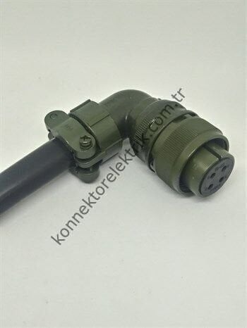 KUKDONG MS3108F 18-4S 4 Pin Metal Kasa 90° Açılı Kablo Tipi Dişi Askeri Konnektör