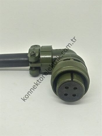 KUKDONG MS3108F 18-4S 4 Pin Metal Kasa 90° Açılı Kablo Tipi Dişi Askeri Konnektör