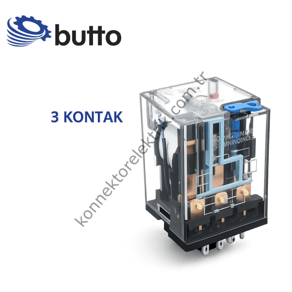BUTTO 10FT-3PL/012DC (60.13-012DC) 3x10A Ledli-Test Butonlu 12V DC