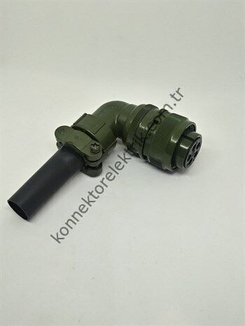 KUKDONG MS3108F 18-11S 5 Pin Metal Kasa 90° Açılı Kablo Tipi Dişi Askeri Konnektör