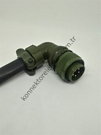 KUKDONG MS3108F 18-11P 5 Pin Metal Kasa 90° Açılı Kablo Tipi Erkek Askeri Konnektör