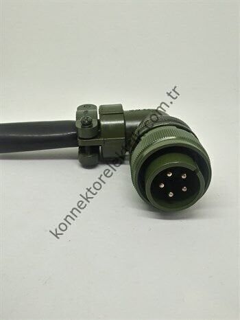 KUKDONG MS3108F 18-11P 5 Pin Metal Kasa 90° Açılı Kablo Tipi Erkek Askeri Konnektör