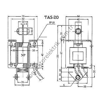 REZISS TAS-20N 220V AC İtme - Çekme Bobini