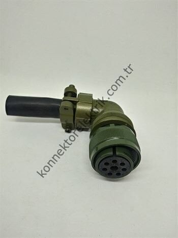 KUKDONG MS3108F 18-8S 8 Pin (7+1) Metal Kasa 90° Açılı Kablo Tipi Dişi Askeri Konnektör