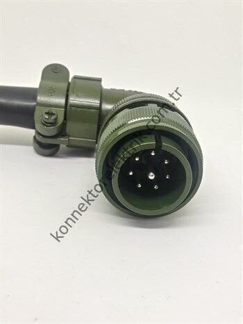 KUKDONG MS3108F 18-8P 8 Pin (7+1) Metal Kasa 90° Açılı Kablo Tipi Erkek Askeri Konnektör