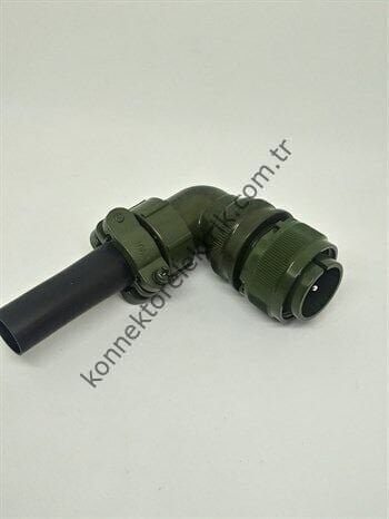 KUKDONG MS3108F 18-8P 8 Pin (7+1) Metal Kasa 90° Açılı Kablo Tipi Erkek Askeri Konnektör