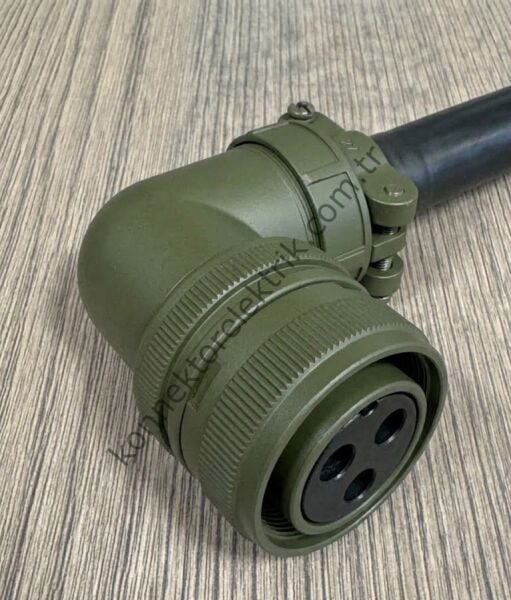 KUKDONG KDB08E 28-6S 3 Pin Metal Kasa 90° Açılı Bayonet Kablo Tipi Dişi Askeri Konnektör