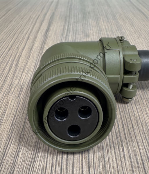 KUKDONG KDB08E 28-6S 3 Pin Metal Kasa 90° Açılı Bayonet Kablo Tipi Dişi Askeri Konnektör