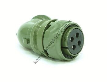 HZ CONNECTORS MS3108F 20-4S 4 Pin Metal Kasa 90° Açılı Kablo Tipi Dişi Askeri Konnektör