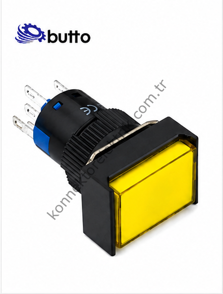 BUTTO K16-291-YA2 K16-291 16mm Dikdörtgen Plastik Gövde Yaylı Buton Led Işıklı