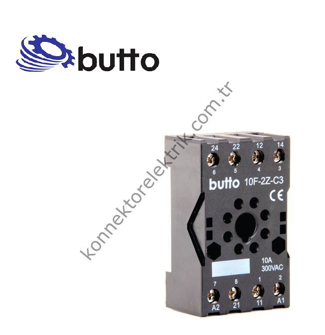BUTTO 10F-2Z-C3 (SC-62) 8 Pin Ray Montaj Kısa Tip 10FT-2PL / 60.12 Röle Soketi