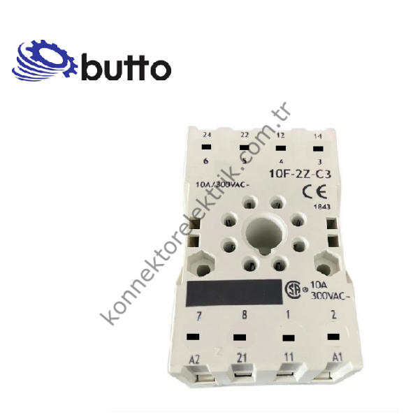 BUTTO 10F-2Z-C3.Y (SC-62.Y) 8 Pin Ray Montaj Vidasız Yay Klemensli 10FT-2PL / 60.12 Röle Soketi