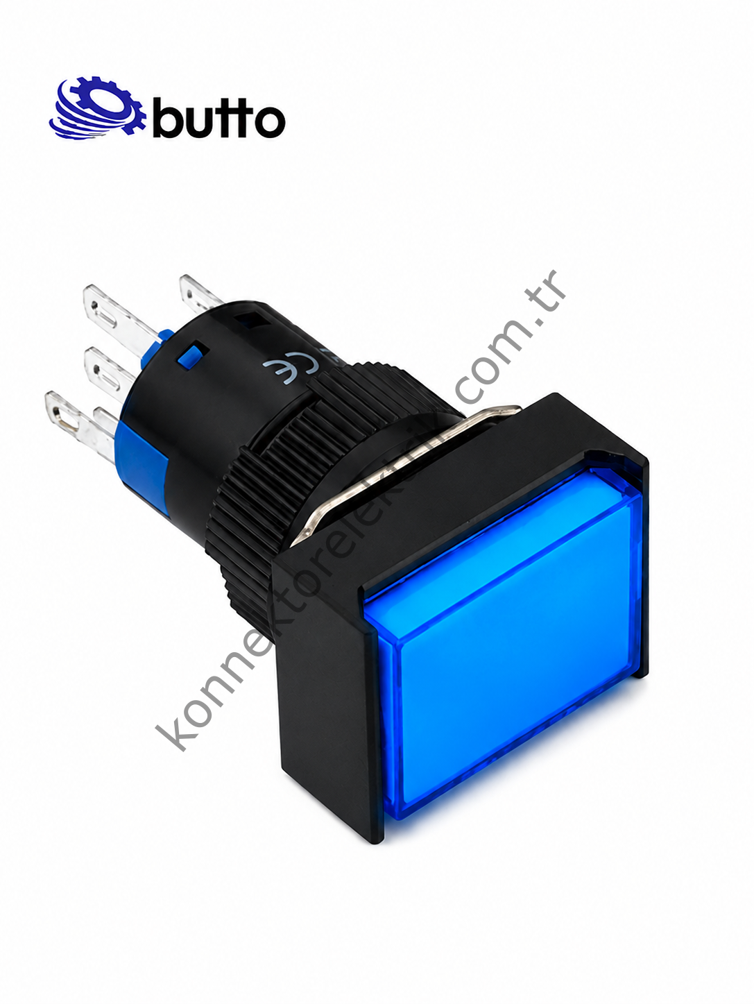 BUTTO K16-291-BA2 K16-291 16mm Dikdörtgen Plastik Gövde Yaylı Buton Led Işıklı