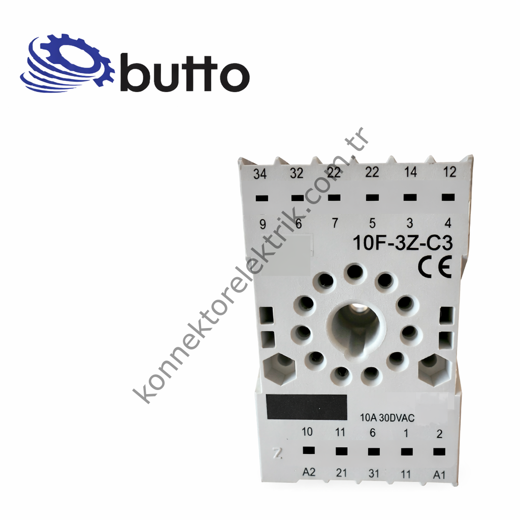 BUTTO 10F-3Z-C3.Y (SC-63.Y) 11 Pin Ray Montaj Vidasız Yay Klemensli 10FT-3PL / 60.13 Röle Soketi