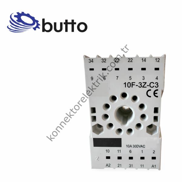 BUTTO 10F-3Z-C3.Y (SC-63.Y) 11 Pin Ray Montaj Vidasız Yay Klemensli 10FT-3PL / 60.13 Röle Soketi