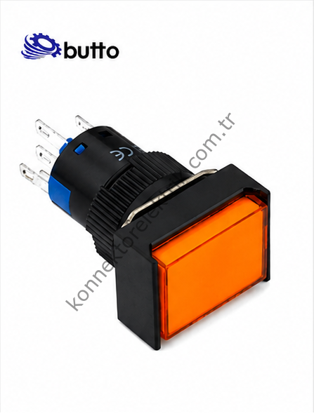 BUTTO K16-291-OA2 K16-291 16mm Dikdörtgen Plastik Gövde Yaylı Buton Led Işıklı