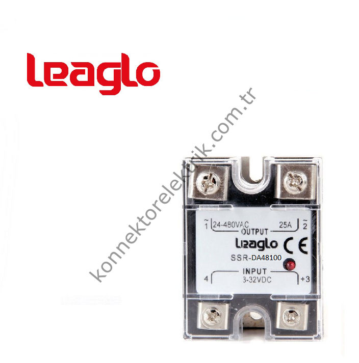 LEAGLO DA-48100 Tek Fazlı SSR Giriş:3-32V DC Çıkış: 24-480V AC