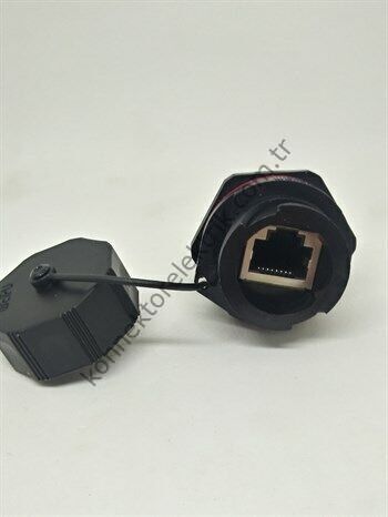 WEIPU RJ45F71 IP67 CAT5E - CAT6 Uyumlu Panel Tipi RJ45 Dişi Ethernet Konnektör