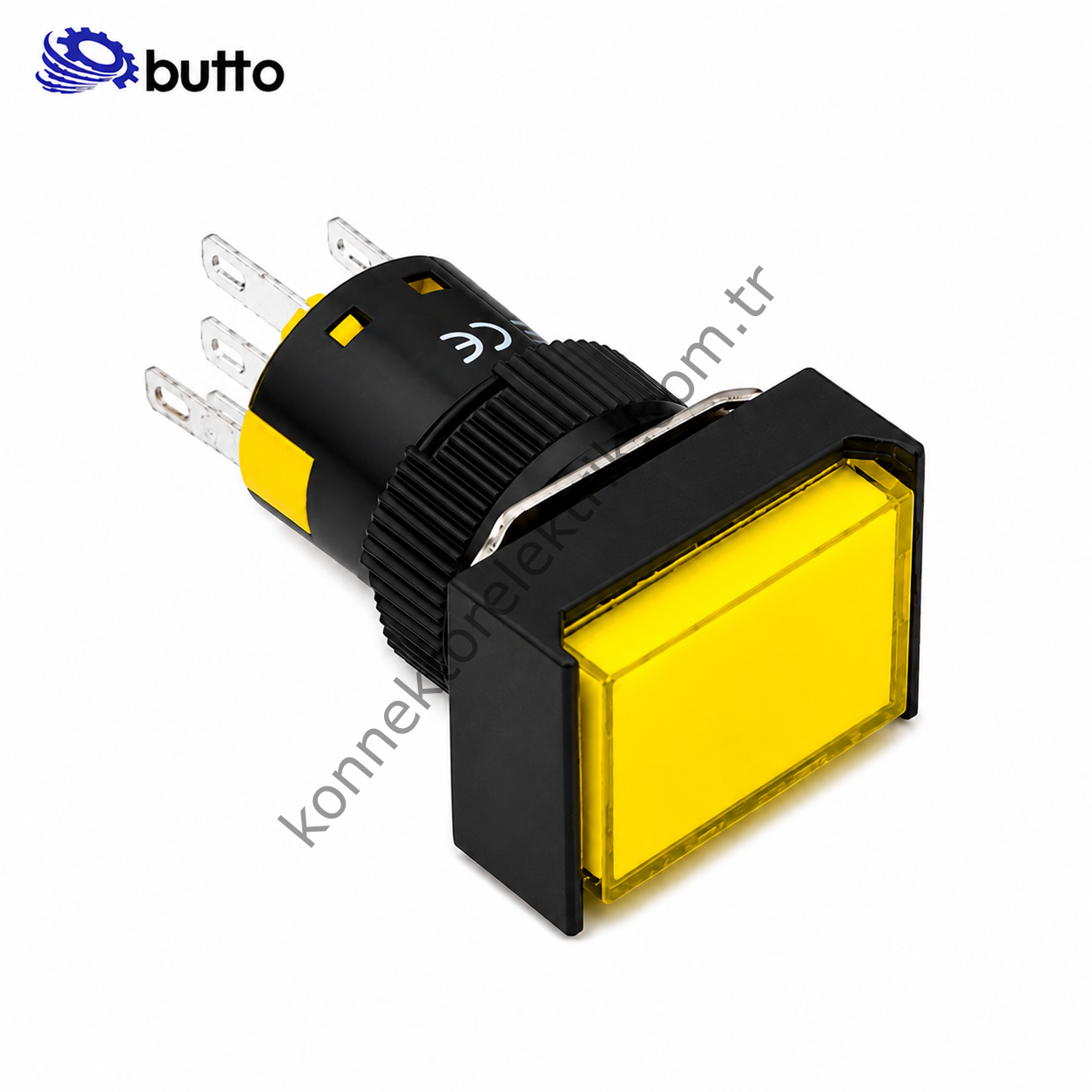 BUTTO  K16-391-YD K16-391 16mm Dikdörtgen Plastik Gövde Kalıcı Buton Led Işıklı
