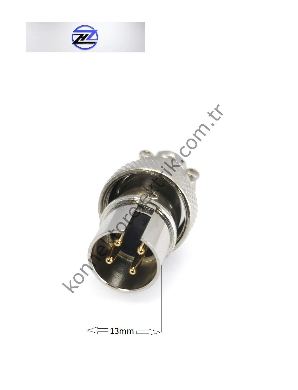 HZ CONNECTORS GX16 16MF-4A 4 Pin Metal Kasa Kablo Tipi Erkek Mike (Mayk) Konnektör