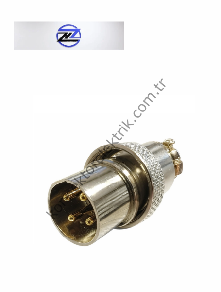 HZ CONNECTORS GX16 16MF-4A 4 Pin Metal Kasa Kablo Tipi Erkek Mike (Mayk) Konnektör