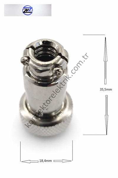 HZ CONNECTORS 16M-2A 2 Pinli Metal Kasa Kablo Tipi  Dişi Konnektör