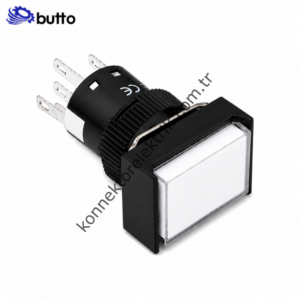 BUTTO  K16-391-WA2 K16-391 16mm Dikdörtgen Plastik Gövde Kalıcı Buton Led Işıklı