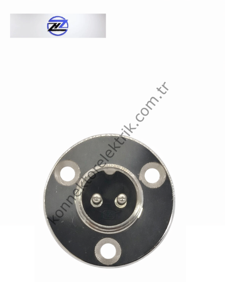HZ CONNECTORS 16M-2E Yuvarlak Flanşlı 2 Pinli Metal Kasa Panel Tipi Erkek Konnektör