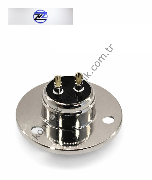 HZ CONNECTORS 16M-2E Yuvarlak Flanşlı 2 Pinli Metal Kasa Panel Tipi Erkek Konnektör