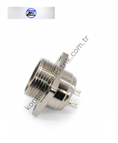 HZ CONNECTORS GX16 16M-2H Kare Flanş 2 Pin Metal Kasa Panel Tipi Erkek Mike (Mayk) Konnektör