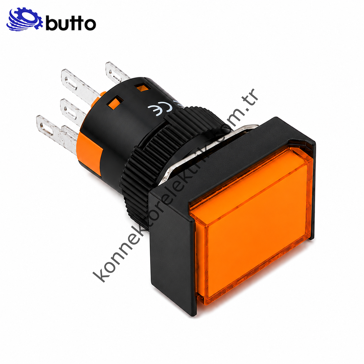 BUTTO K16-391-OA2 K16-391 16mm Dikdörtgen Plastik Gövde Kalıcı Buton Led Işıklı