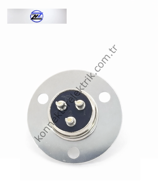 HZ CONNECTORS 16M-3E Yuvarlak Flanşlı 3 Pin Metal Kasa Panel Tipi Erkek Konnektör