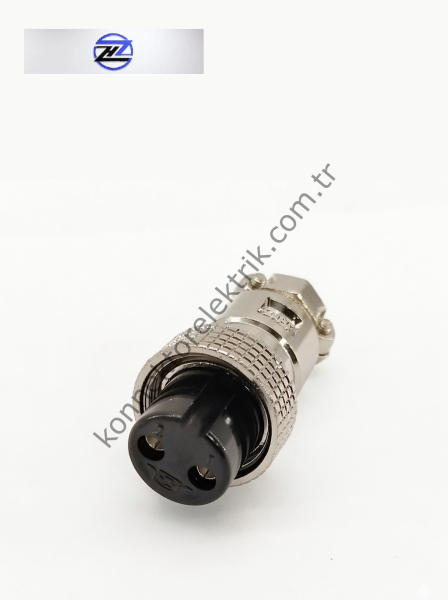 HZ CONNECTORS GX20 19M-2A 2 Pin Metal Kasa Kablo Tipi Dişi Mike (Mayk) Konnektör