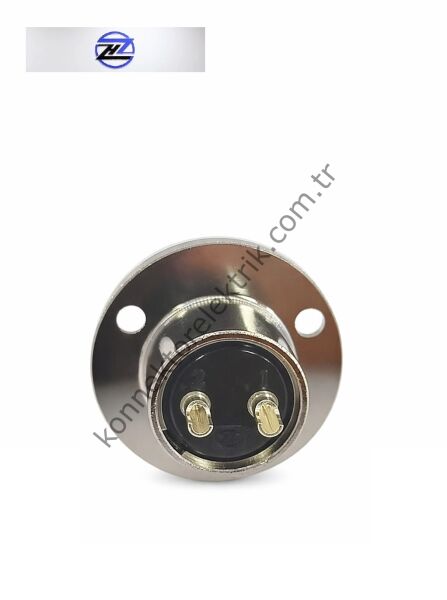 HZ CONNECTORS GX20 19M-2E Yuvarlak Flanş 2 Pin Metal Kasa Panel Tipi Erkek Mike (Mayk) Konnektör