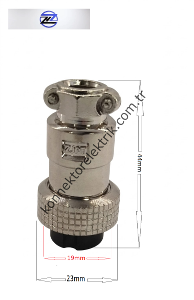 HZ CONNECTORS GX20 19M-3A 3 Pin Metal Kasa Kablo Tipi Dişi Mike (Mayk) Konnektör