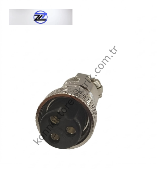 HZ CONNECTORS GX20 19M-3A 3 Pin Metal Kasa Kablo Tipi Dişi Mike (Mayk) Konnektör